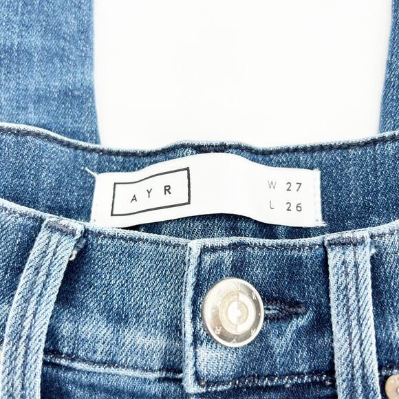 AYR Women's Blue High Rise Medium Wash Cropped‎ Skinny Denim Jeans Size 27x26 - Picture 3 of 3